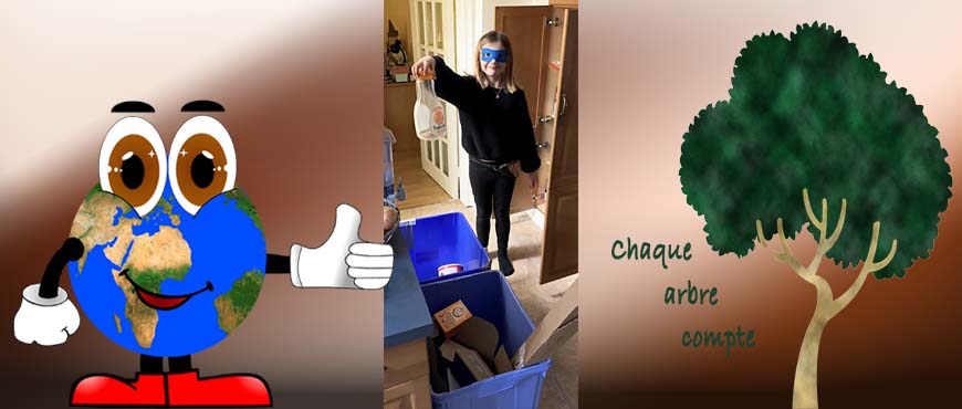Amélie - élève de 3e année trie les déchets à la maison.